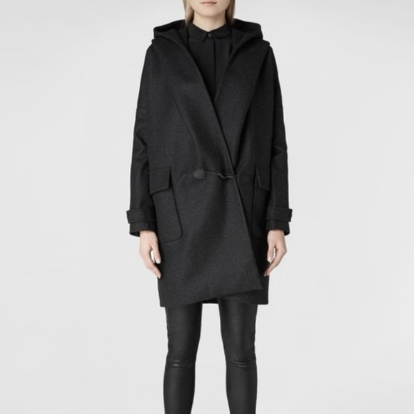 All Saints Jackets & Blazers - ALLSAINTS Klein Duffle Toggle Wool Italian Cloth Coat - Ink Blue - Size 6